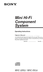 Sony MHC-RX33 Panduan Petunjuk Pengoperasian