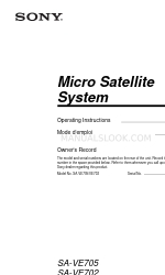 Sony SA-VE705 Operating Instructions Manual