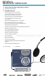 Sony Walkman MZ-NF610 Especificações