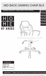 Argos HOME MID BACK GAMING CHAIR BLK 608/8734 Montageanleitung Handbuch