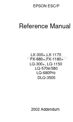 Epson FX-1180 - Impact Printer Reference Manual