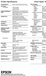 Epson Stylus Color 400 Specification Sheet