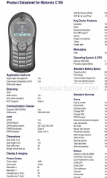 Motorola C155 - Cell Phone - GSM 제품 데이터 시트