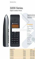 Motorola D200 series Ficha de especificações