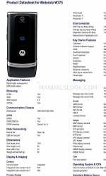 Motorola W375 Product Data Sheet