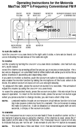 Motorola MaxTrac 300 Operating Instructions