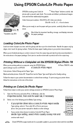 Epson 785EPX - Stylus Photo Color Inkjet Printer Ergänzendes Handbuch