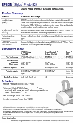 Epson C11C417001 - Stylus Photo 820 Color Inkjet Printer Ficha de especificações