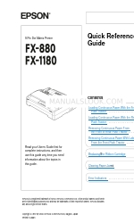 Epson FX-880 - Impact Printer Quick Reference Manual