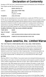 Epson PowerLite 1835 Декларация о соответствии