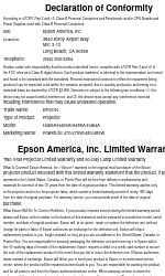 Epson PowerLite 480 Декларация о соответствии