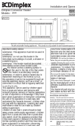 Dimplex 402E Installation And Operating Instructions