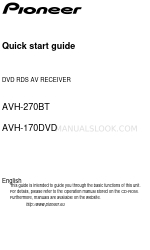 Pioneer AVH-170DVD Quick Start Manuals