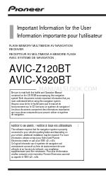 Pioneer AVIC-Z120BT Информация о пользователе