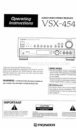 Pioneer VSX-454 Operating Instructions Manual