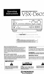 Pioneer VSX-D603S Operating Instructions Manual