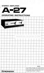 Pioneer A-27 Operating Instructions Manual
