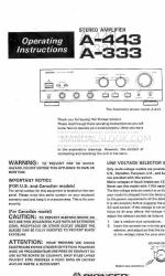 Pioneer A-333 Operating Instructions Manual