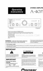 Pioneer A-407R Operating Instructions Manual