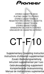 Pioneer CT-F10 Supplementary Operating Instructions