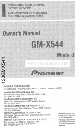 Pioneer GM-X544 소유자 매뉴얼