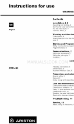 Ariston AVTL 84 Instrukcja instalacji i użytkowania