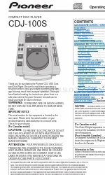 Pioneer CDJ-100S Інструкція з експлуатації Посібник з експлуатації