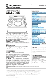 Pioneer CDJ-700S Operating Instructions Manual