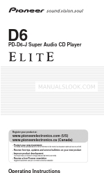 Pioneer Elite PD-D6-J Operating Instructions Manual