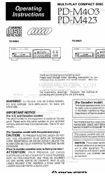 Pioneer PD-M403 Operating Instructions Manual