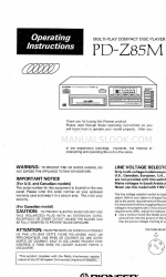 Pioneer PD-Z85M Operating Instructions Manual