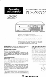 Pioneer PD-Z970M Operating Instructions Manual