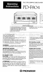 Pioneer PDF904 Operating Instructions Manual