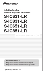 Pioneer S-IC631-LR - In-Ceiling Speaker Left Manual de Instruções