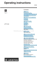 Ariston LFT 216 Operating Instructions Manual