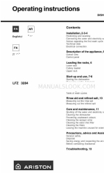 Ariston LFZ 3284 Operating Instructions Manual