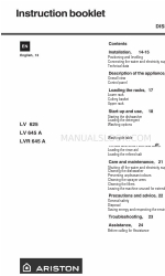 Ariston LVR 625 A Livret d'instructions