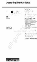 Ariston KZT 6424 T F Operating Instructions Manual