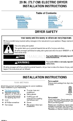 Whirlpool 29 IN. (73.7 CM) ELECTRIC DRYER Manuale di istruzioni per l'installazione