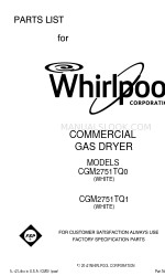 Whirlpool CGM2751TQ - COMM GAS DRYR 3CYC 3TEMP 3LITE 부품 목록