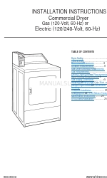 Whirlpool Commercial Dryer Manuel d'instructions d'installation