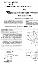 Whirlpool RHH 4300 SERIES Installation And Operating Instructions