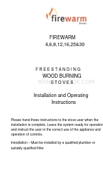 Firewarm stoves FIREWARM 4 Petunjuk Instalasi dan Pengoperasian