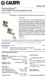 CALEFFI ThermoSetter 116141AC Instructions d'installation, de mise en service et d'entretien