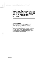 3Com SS 2 ADV RPS ETHERNET MGMT MOD Important Information