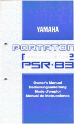 Yamaha PortaTone PSR-82 (Англійська) Інструкція з експлуатації