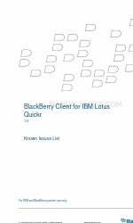 Blackberry CLIENT FOR IBM LOTUS QUICKR - KNOWN ISSUES LIST Manuel