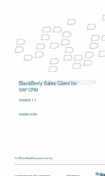 Blackberry SALES CLIENT FOR SAP CRM - RELEASE NOTES V1.1 Nota de publicación