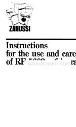 Zanussi RF 5602 Use And Care Instructions Manual