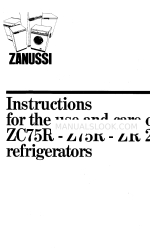 Zanussi ZC75R - Z75R - ZR 25 Instructions For The Use And Care